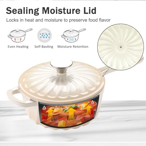 Enameled Cast Iron Sauce Pan with Lid, 1 Quart Saucepan with Lid