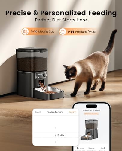 oneisall 2.4 GHz Wi-Fi Automatic Cat Feeder, 3.5L/15 Cups