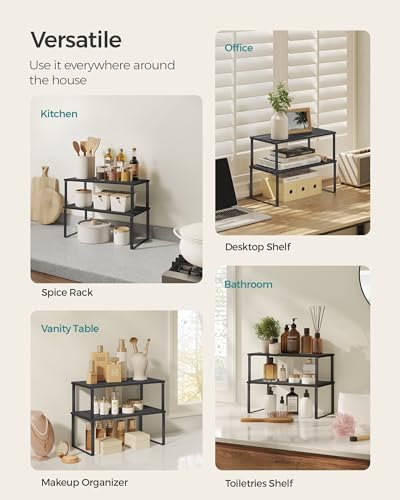 SONGMICS Cabinet Organizer Shelf, Set of 4 Spice Rack, Kitchen Storage