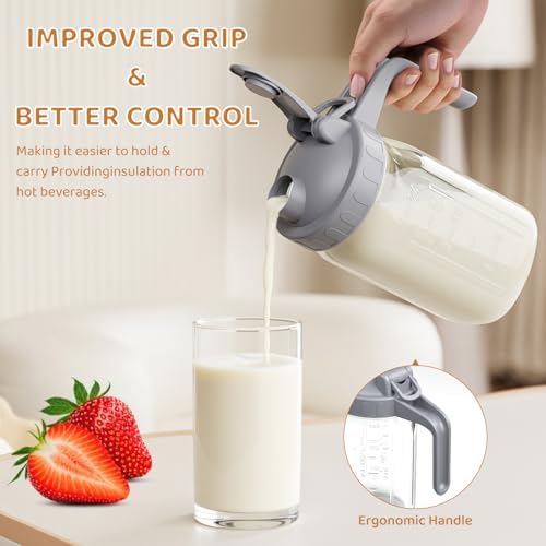 32 oz Breast Milk Pitcher, Glass Mason Jar Pitcher with Lid