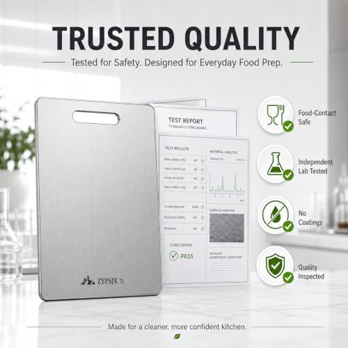 Titanium Cutting Board, 100% Pure Titanium Cutting Boards for Kitchen, Non-Toxic, Double-Sided Food Grade Chopping Board for Meat, Fruit & Daily Cooking 14"x10"