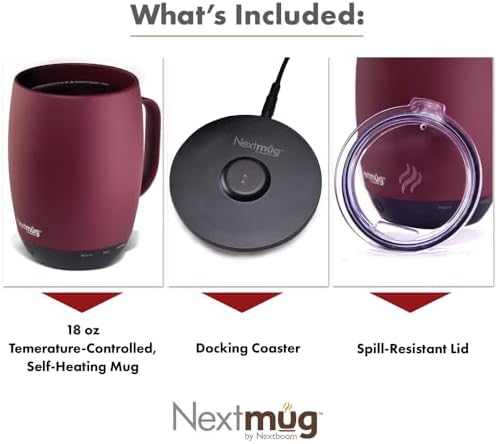 Nextmug Plus - Temperature-Controlled, Self-Heating Coffee Mug