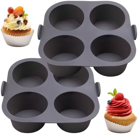 Silicone Muffin Pan for Air Fryer and Oven, 4-Cup, Set of 2
