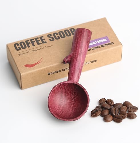 Purpleheart Coffee Scoop,Wooden Coffee Bean Measuring Spoon,5g Capacity,Natural Wood Coffee Scoop for Tea,Sugar & Powder,Rustic Kitchen Gift for Coffee Lovers