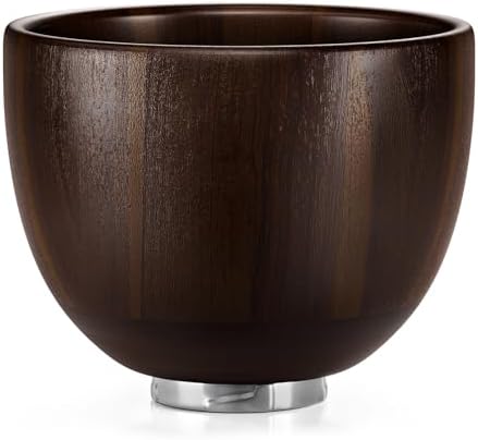 SpaceAid Wooden Bowl for Mixer - Kitchen Space Aid Acacia Wood Mixing Bowls Holder for Stand Mixer, Compatible with 4.5 & 5 QT Tilt-Head Models Kitchen, Dark Wood