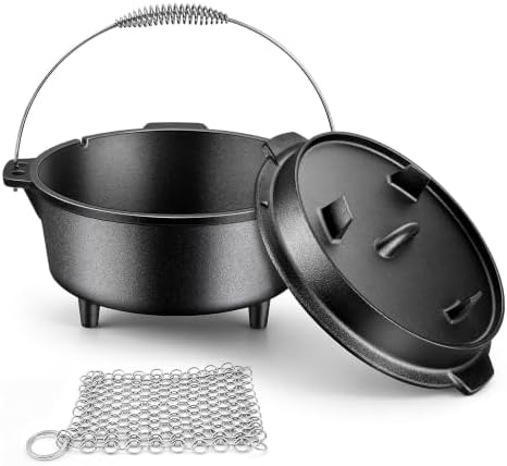 Joyfair Pre-seasoned Cast Iron Camp Dutch Oven, 5QT Pot & 2QT Skillet Lid
