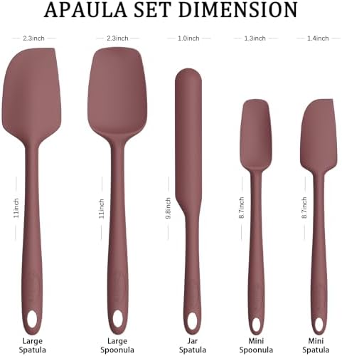 Coukre Silicone Spatula Set of 5,High Temperature Resistant, Food Grade Silicone, Dishwasher Safe, for Baking, Cooking (Pure Wine)