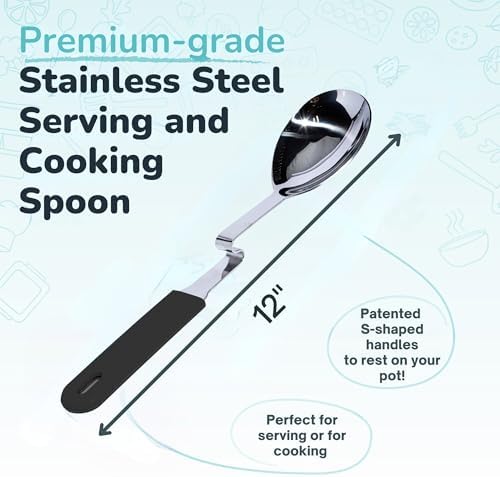 Souper Cubes Stainless Steel Spoon with Silicone Grip & Pot Hook, Charcoal