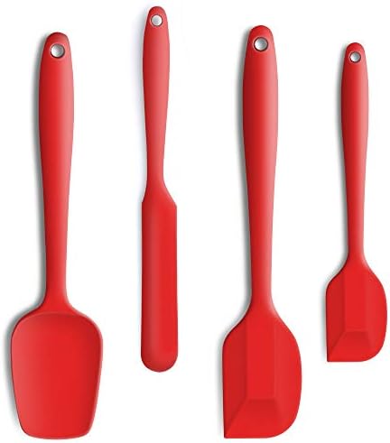 4-Piece Silicone Spatula Set with Stainless Steel Core, Red