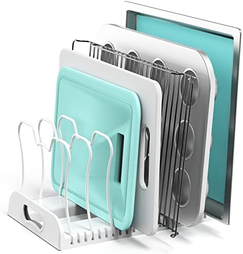 Simple Houseware 7 Compartments Adjustable Pan Organizer, White