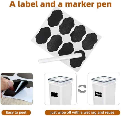 4pc 5.2L Large Airtight Plastic Canisters with Lids, Cups & Labels