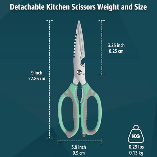 BoFuYuan Detachable Heavy Duty Kitchen Scissors for Food 9-Inch Green
