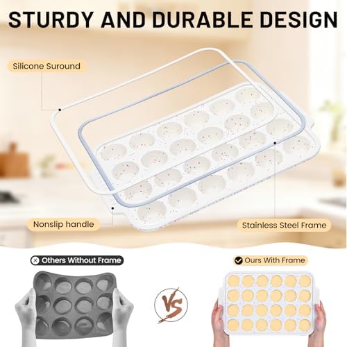 Vinino Silicone Mini Muffin Pan for Baking with Reinforced Frame, BPA Free