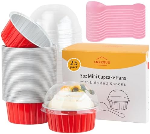 LNYZQUS 5oz Cupcake Tins with Dome Lids, Dot Cake Cups Mini Cake Pans