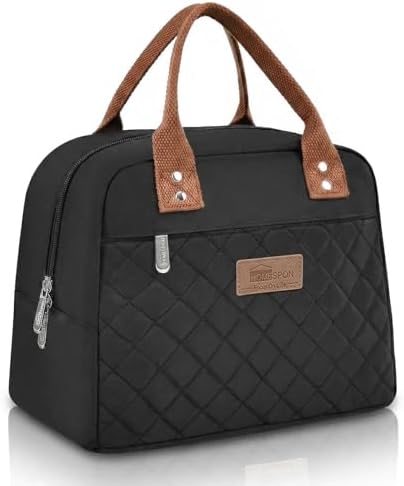 HOMESPON Insulated Lunch Bag for Women Men, Cooler Tote Box, Black