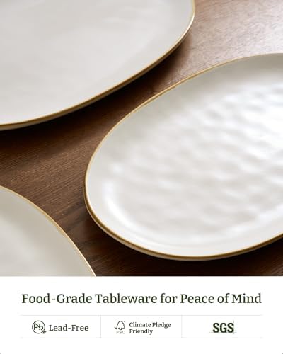 famiware Serving Platters Set of 3 Sizes - Oval, Matte White