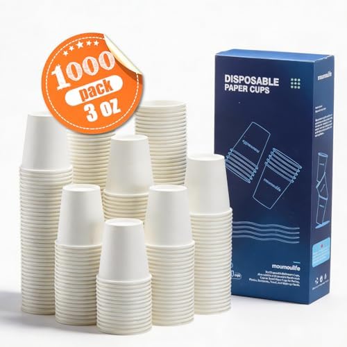 MOUMOULIFE Disposable Paper Coffee Cups 3 oz 1000 Count, Bathroom Cups, Small White Mouthwash Cups, Ideal for Parties, Bathroom Use, Picnics and Travel