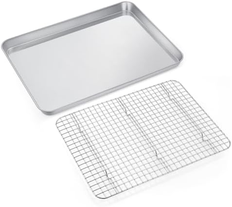 P&P CHEF 19.6 Inch Cookie Baking Sheet Pan with Wire Rack,2 Pcs