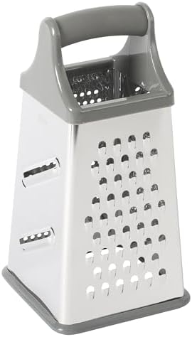 Oster Bluemarine 9-Inch 4-Sided Box Grater – Stainless Steel Cheese and Vegetable Grater, Kitchen Tool for Shredding, Slicing, Grating, Blue/Grey Handle