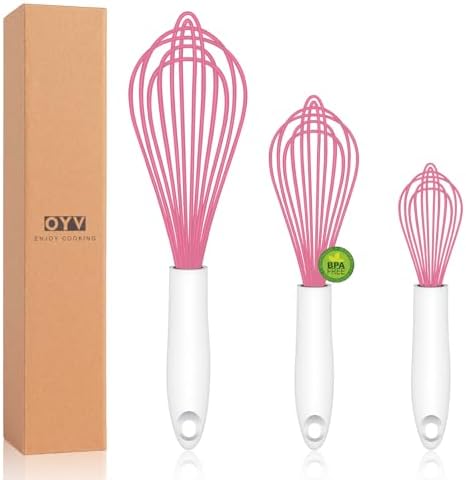 OYV Pink Silicone Whisk Set of 3