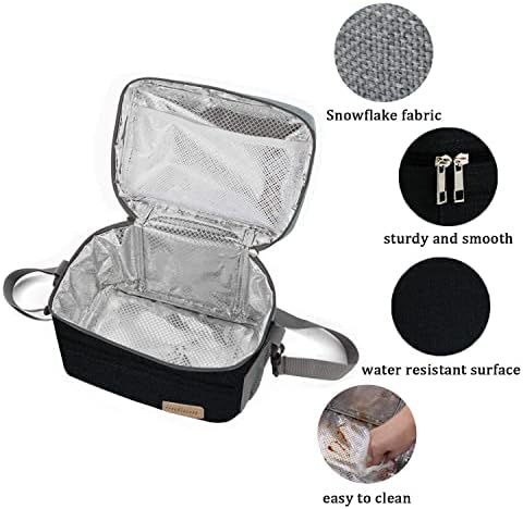 ONFAON Lunch Bag for Men/Women, Insulated Reusable Lunch Box Leakproof Cooler Tote Bag Freezable with Adjustable Shoulder Strap for Office Work Picnic Beach(Black)