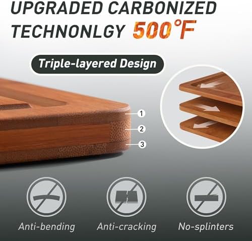 3 Packs Bamboo Cutting Board Set with Non Slip Feet Holder and Over Sink Nice Solid Thick Wood Juice Groove Chopping Board Extra Large Big Small Best Hardwood Kitchen Organic Vegetable Meat BBQ Kit
