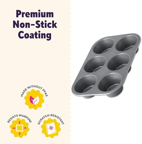 Wilton Everyday Non-Stick Jumbo Muffin Pan, Made Without PFAS, 6-cup (Pack of 3)