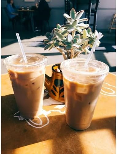 Aatriet 20 oz Clear Plastic Cups with Lids and Straws, Disposable Coffee Cups 25 Sets