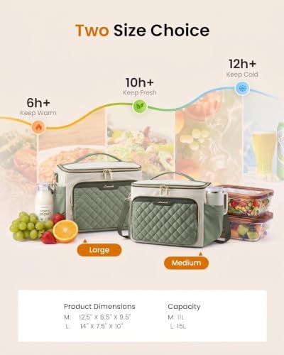 LOVEVOOK Lunch Box for Women, Wide Opening Cute Insulated Lunch Box Bag