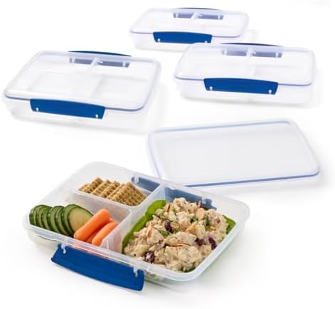 Rubbermaid Pack & Go Set with Two 350 mL Containers and Two 820 mL Containers, Divided Compartments, Meal Prep Containers with Secure Seal Lids