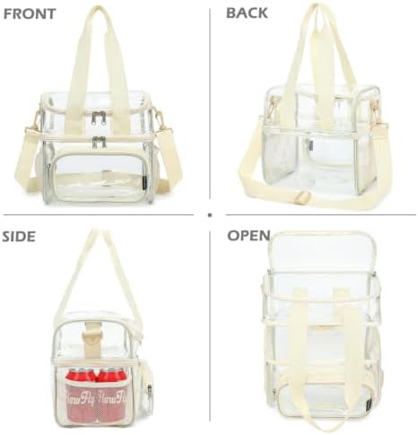 FlowFly Double Layer Cooler Insulated Lunch Bag Adult Lunch Box Large Tote Bag for Men, Women, With Adjustable Strap,Front Pocket and Dual Large Mesh Side Pockets