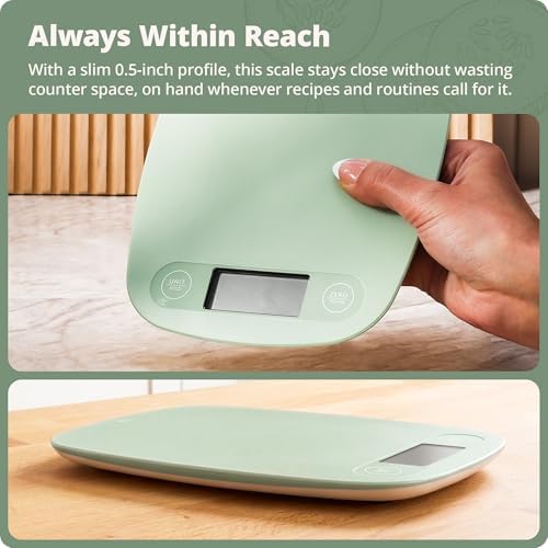 Greater Goods Food Scale, Slim & Compact Build, 1g Precision (Sage Green)
