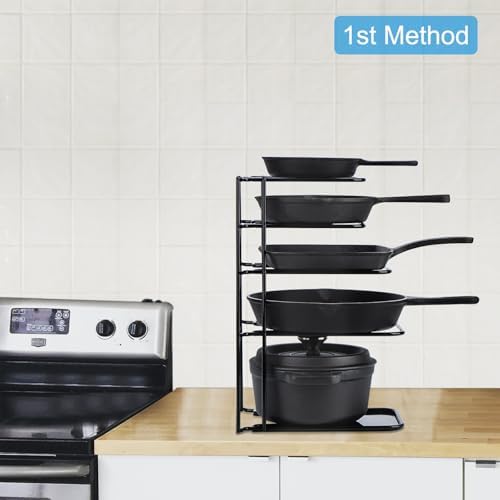 Toplife Heavy Duty Pan Organizer,Storgae Rack for Cast Iron Skillets 2 Pack