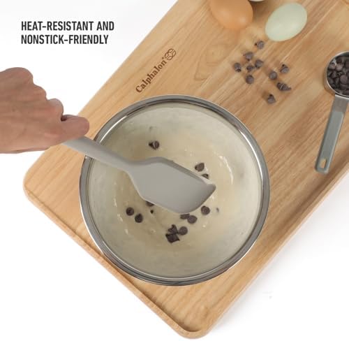 Calphalon Edge Silicone Scraper, Flexible Kitchen Scraper Spatula with Reinforced Core, Heat-Resistant Nonstick-Safe Baking & Mixing Tool for Kitchen Use, Taupe