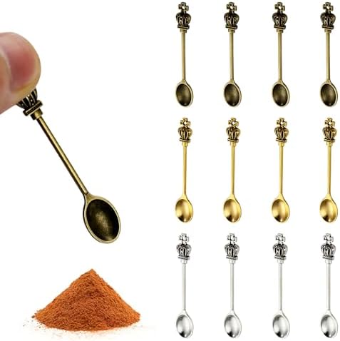 12-Pack Mini Spoons Metal Tiny Shovels 2.19-Inch Small Medicine Spoon