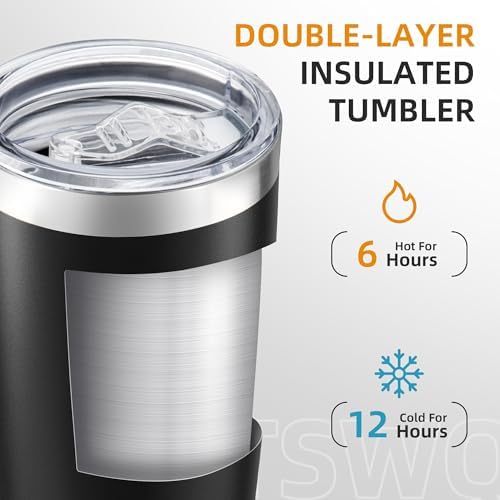 20oz Tumbler Bulk with Lid Stainless Steel Tumblers, 6 Pack