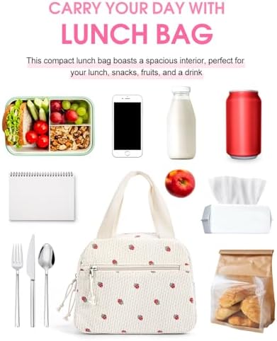 Lunch Bag for Women, Corduroy Small Insulated Lunch Box