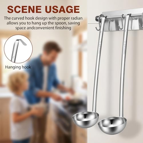 12 PCS Stainless Steel Ladle Set, 4 oz Soup Handle Ladle with Pouring Rim
