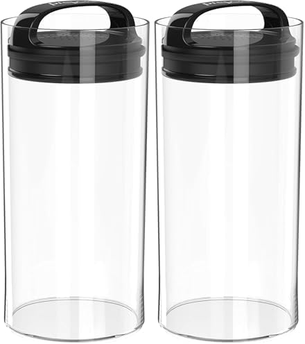 Prepara Evak Fresh Saver, Medium-Tall Airless Canister with Black handle, 2.3 Quart, Clear (Pack of 2)