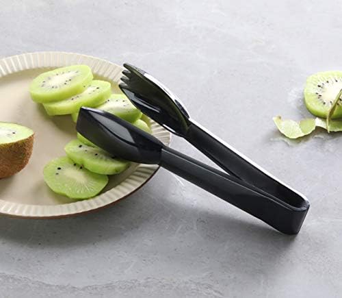 New Star Foodservice 42290 Utility Tong, High Heat Polycarbonate Plastic, Straight Edge, 6 Inch, Set of 12, Black