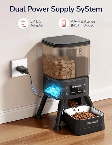 Dual Chamber Automatic Cat Feeder 4L, Dry/Treat Portion