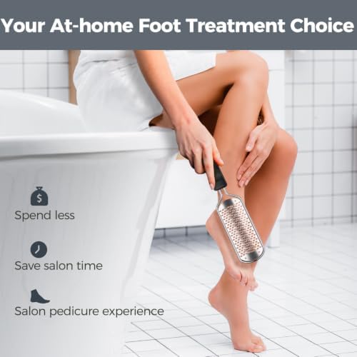 Foot File Foot Scrubber Pedicure - Callus Remover for Feet Easkep Professional Grater Rasp Foot Scraper Corns Callous Removers Cracked Dead Skin Remover for Dry and Wet Feet (Black)