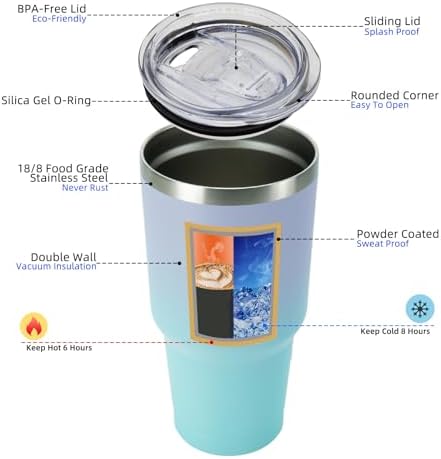 BJPKPK 30 oz Tumbler with Lid and Straw, Insulated Stainless Steel Cup