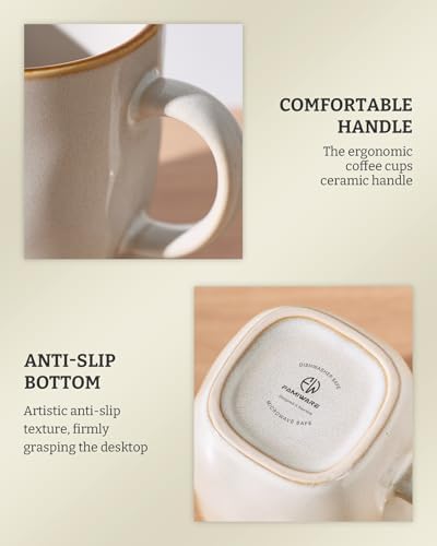 famiware Coffee Mugs Set of 8, Ocean Square 13oz Coffee Cup Set with Handle