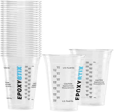 [Pack of 25] 10oz Disposable Graduated Measuring Cups for Mixing - Measurements in mL and Oz - Multipurpose Reusable Cups for Paint, Epoxy Resin, Stain, Liquid Mixing Cups