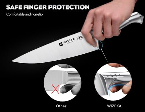 WIZEKA Knife Set with Block 15Pcs, High Carbon Stainless Steel, Razor-Sharp