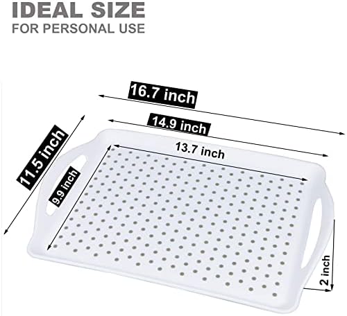 ECOIOU Non Slip Food Serving Tray with Handles, White