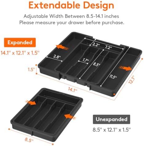 Lifewit Expandable Silverware Drawer Organizer, Kitchen Utensil Tray