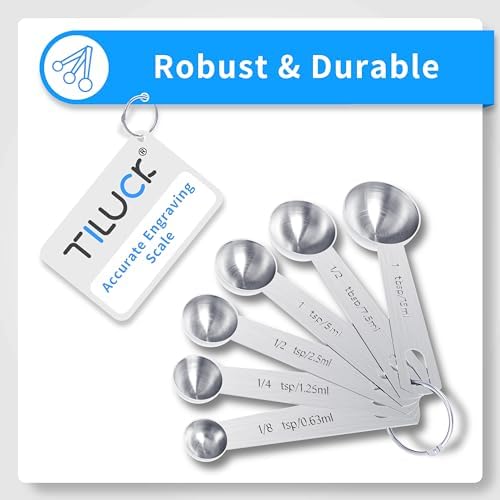TILUCK Stainless Steel Measuring Cups & Spoons Set, Cups and Spoons