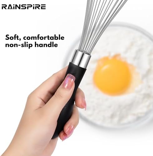 Whisk for Cooking Reinforced Anti-Break Handle Stainless Steel 3Pack Black